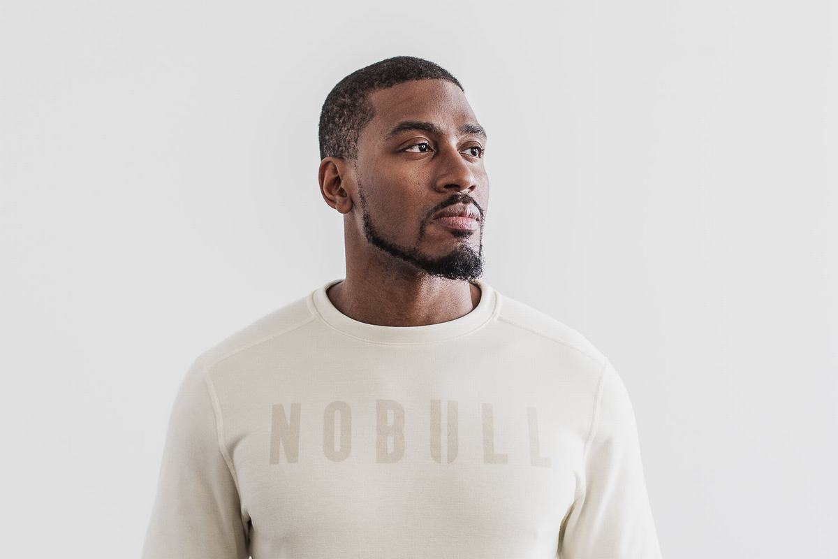 Nobull Crew Men\'s Sweatshirts White | Australia (LB8513)